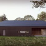 projekt stodoła z Patio elewacja boczna skos ciemna elewacja