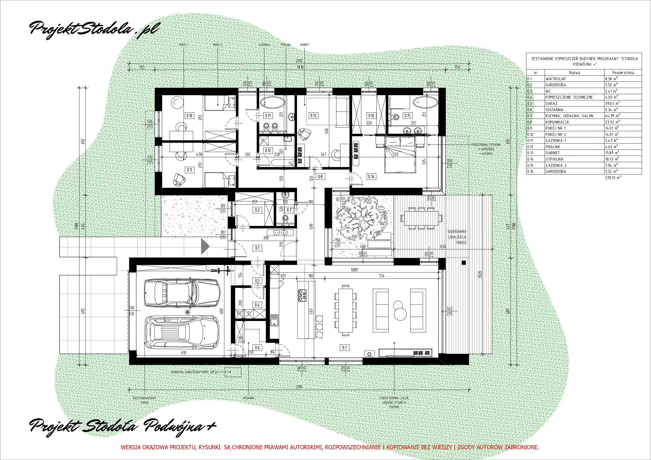 Projekt Stodoła Podwójna Plus Rzut parteru wersja podstawowa