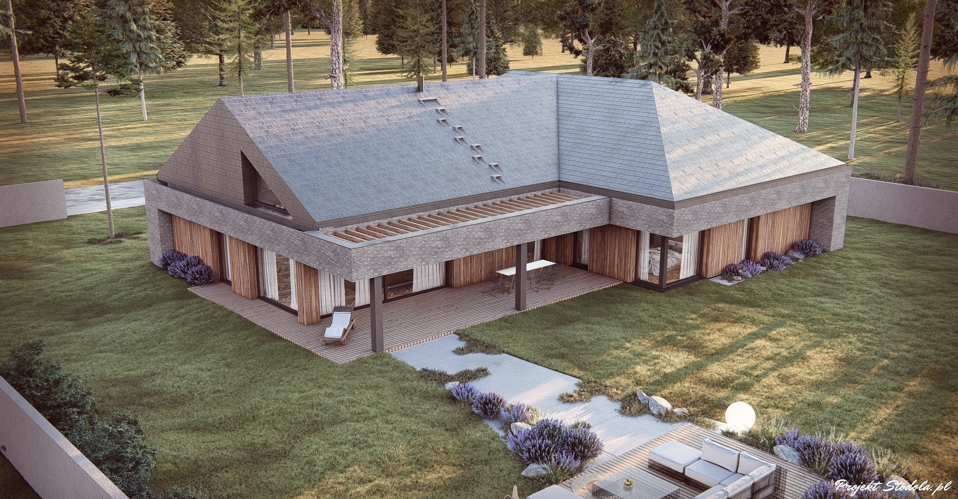 Stodoła S+ Superb aksonometria ogród