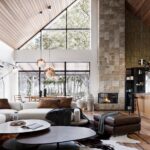 Modern FArmhouse salon z antresolą podstawa