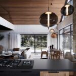 Modern Farmhouse Salon, otwarta kuchnia i jadalnia podstawa