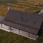 Projekt Stodoła Modern Farmhous aksonometria od ogrodu podstawa