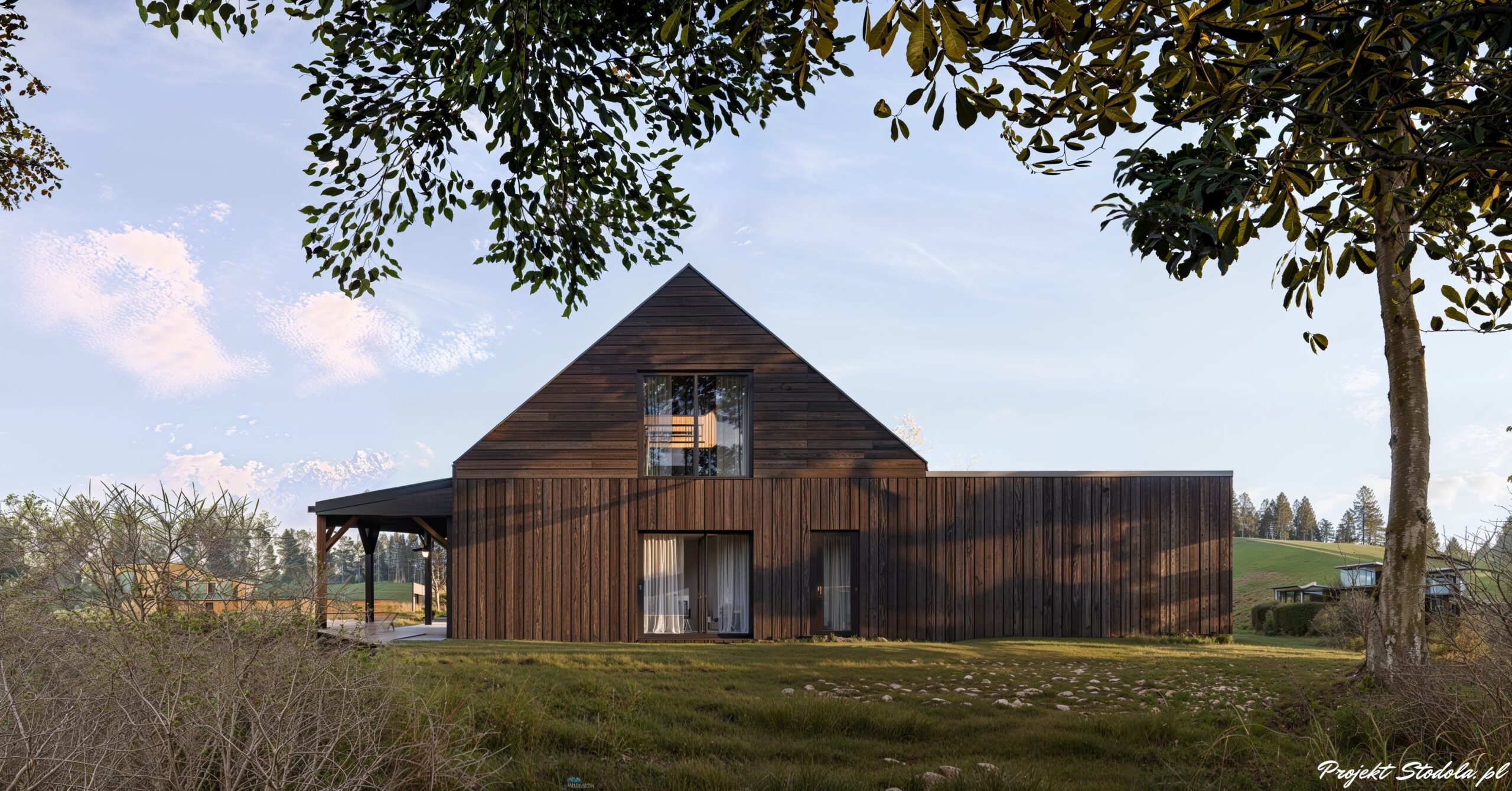 Projekt Stodoła Modern Farmhous elewacja boczna podstawa