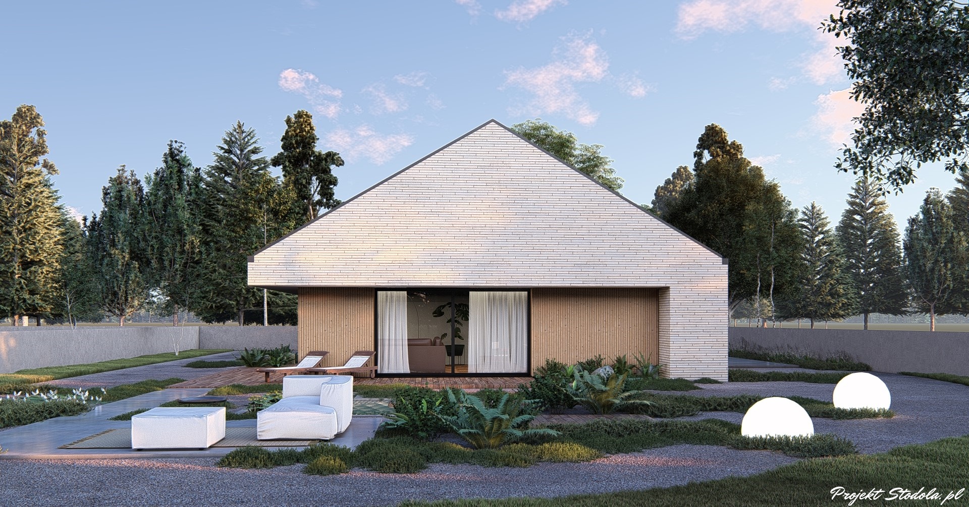 Projekt Stodoła S Solo Elewacja ogrodowa wersja podstawowa