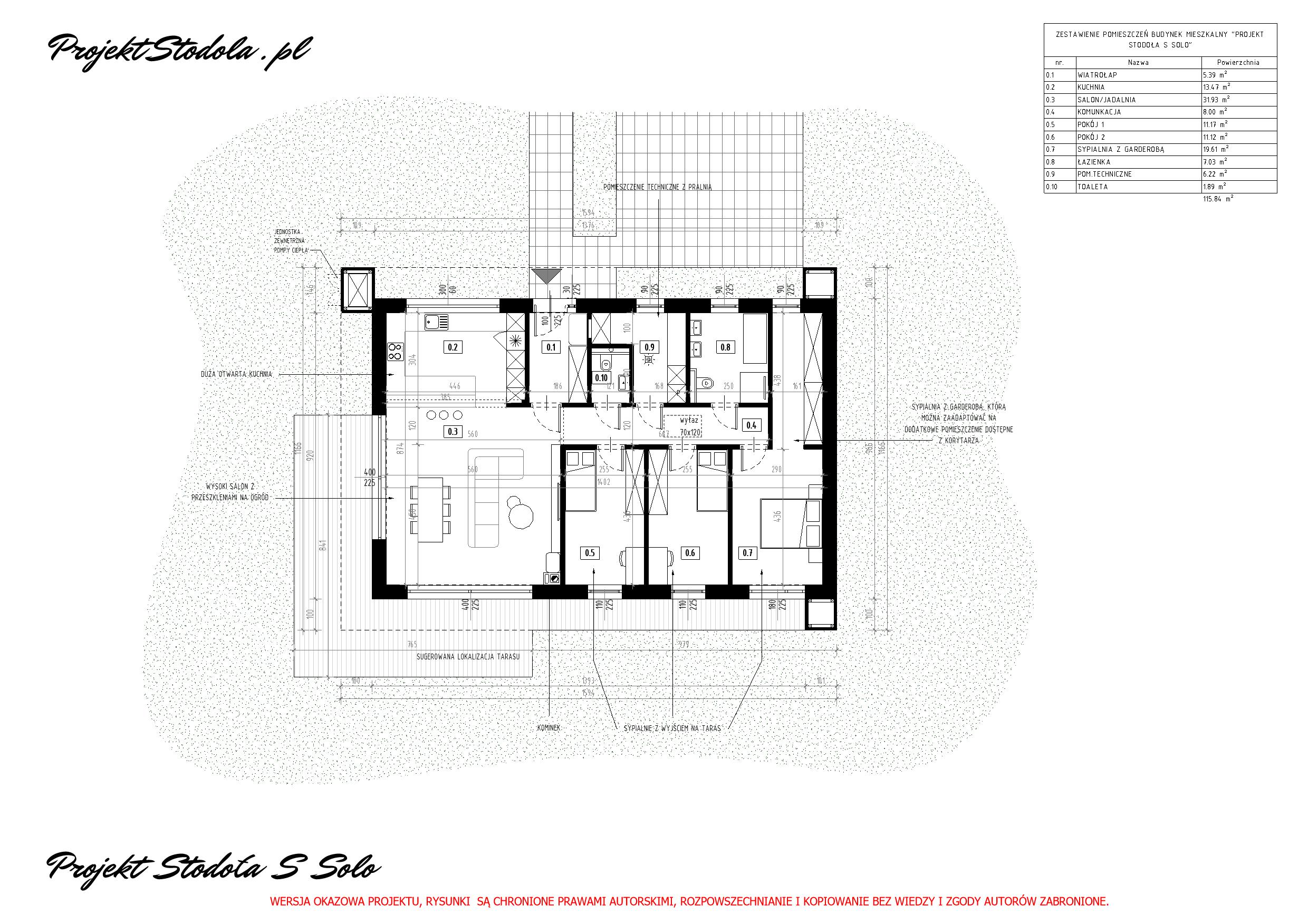 Projekt Stodoła s Solo rzut parteru wersja podstawowa