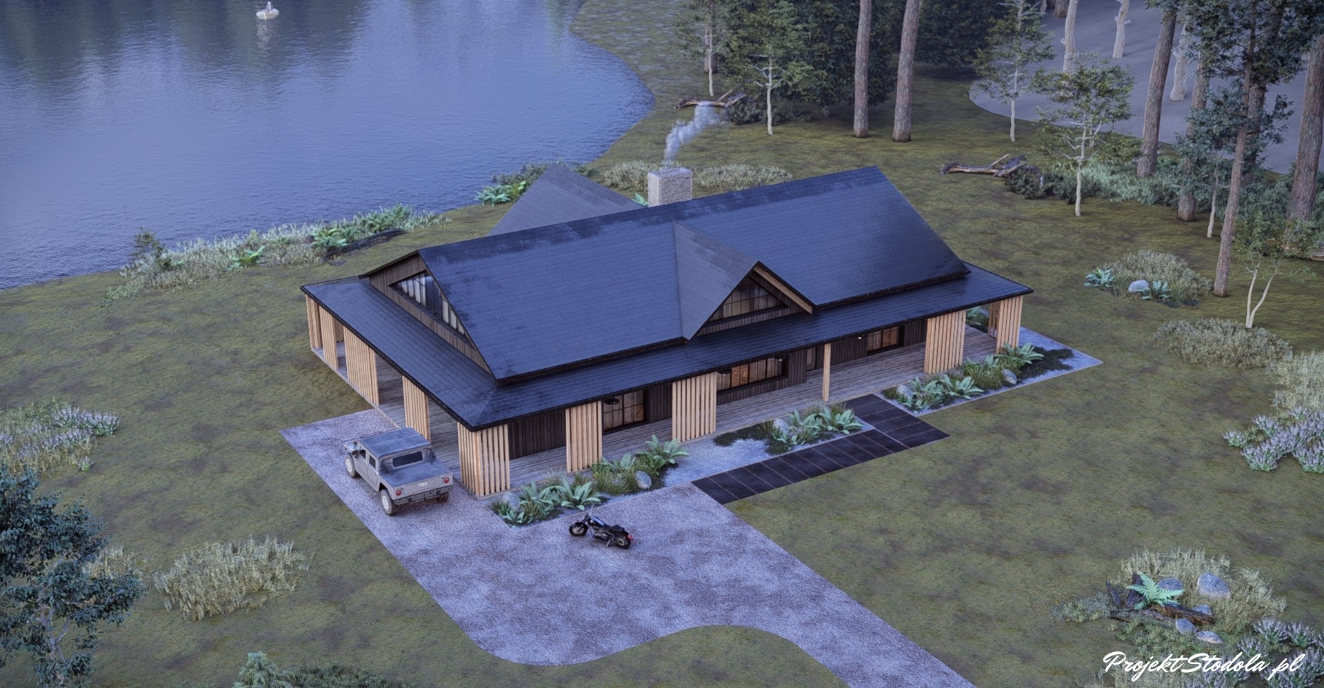 Projekt Stodoła FarmHouse aksonometria