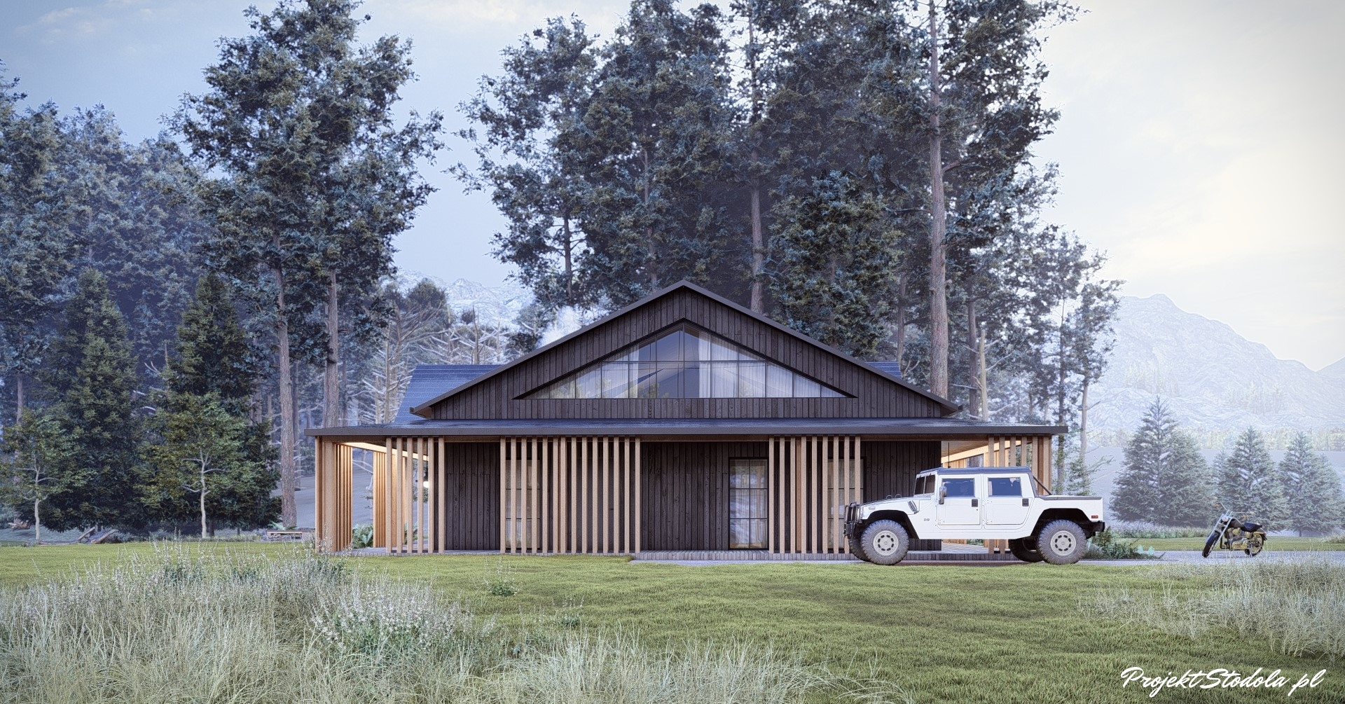 Projekt Stodoła FarmHouse elewacja boczna