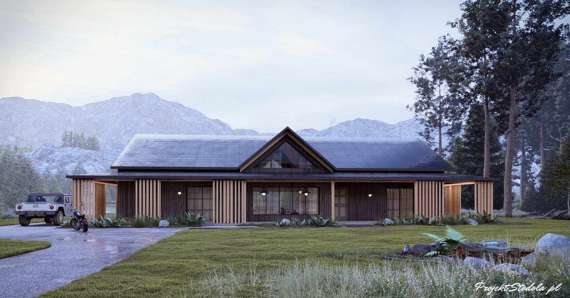 Projekt Stodoła FarmHouse elewacja frontowa