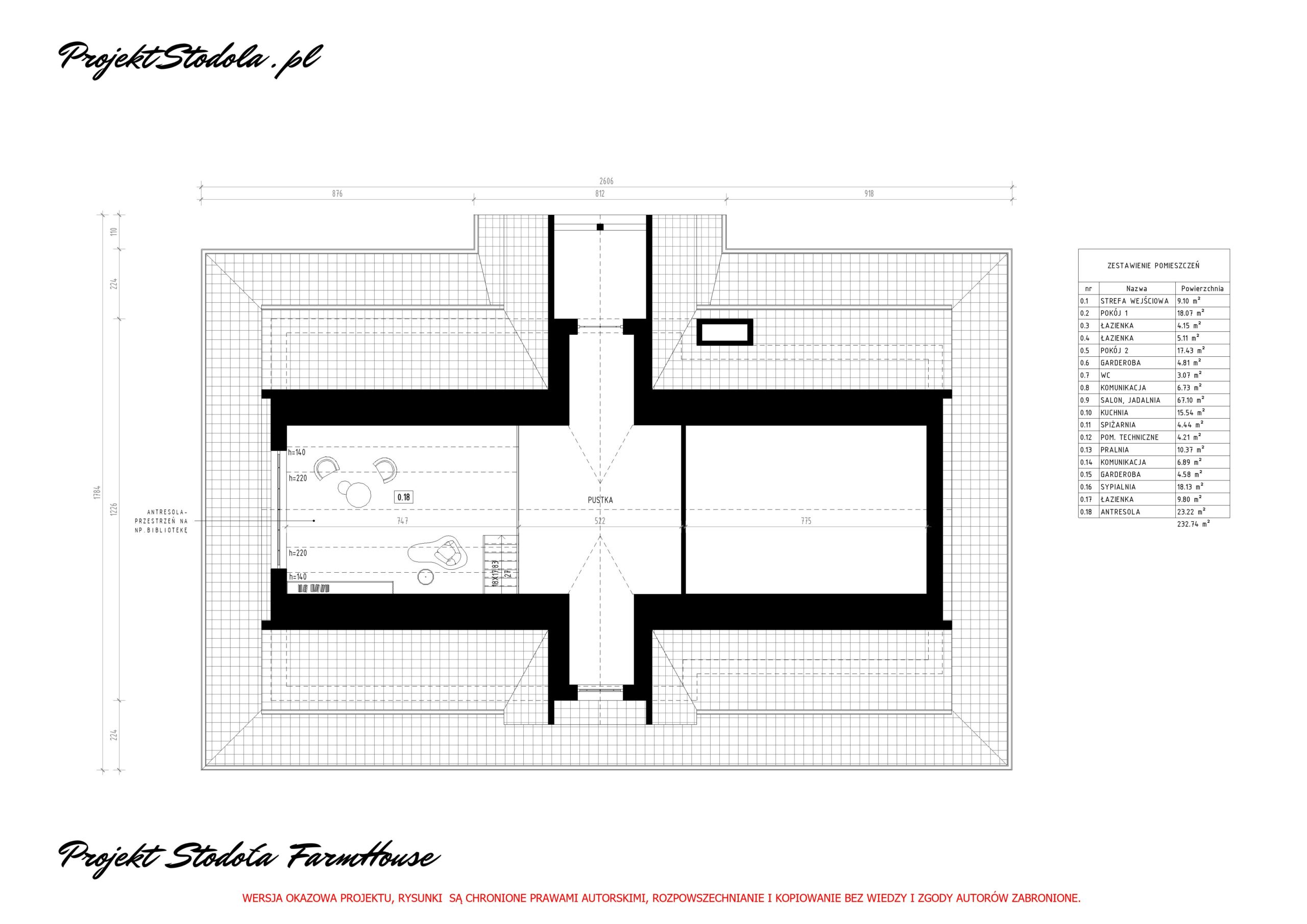 Stodoła Farmhouse rzut poddasza