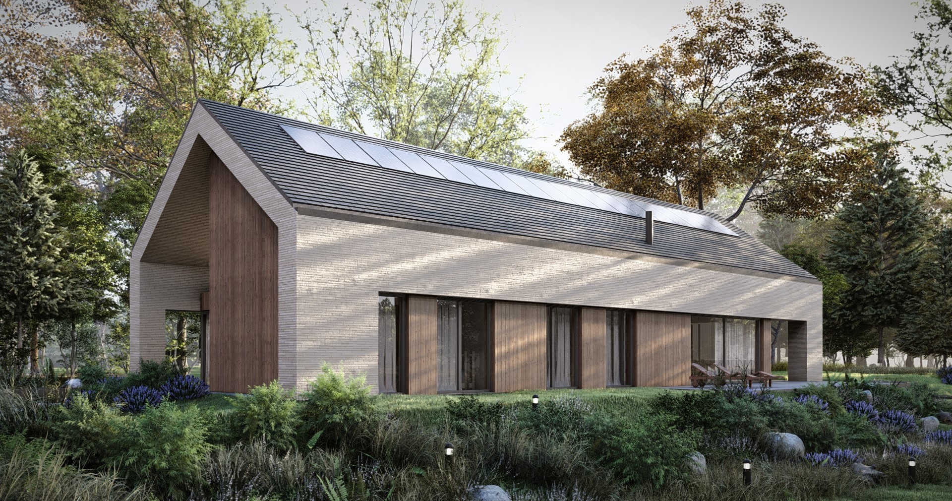 PROJEKT STODOŁA SOLO BIS FRONTPERSPKTYWA Z OGRODU wersja podstawowa