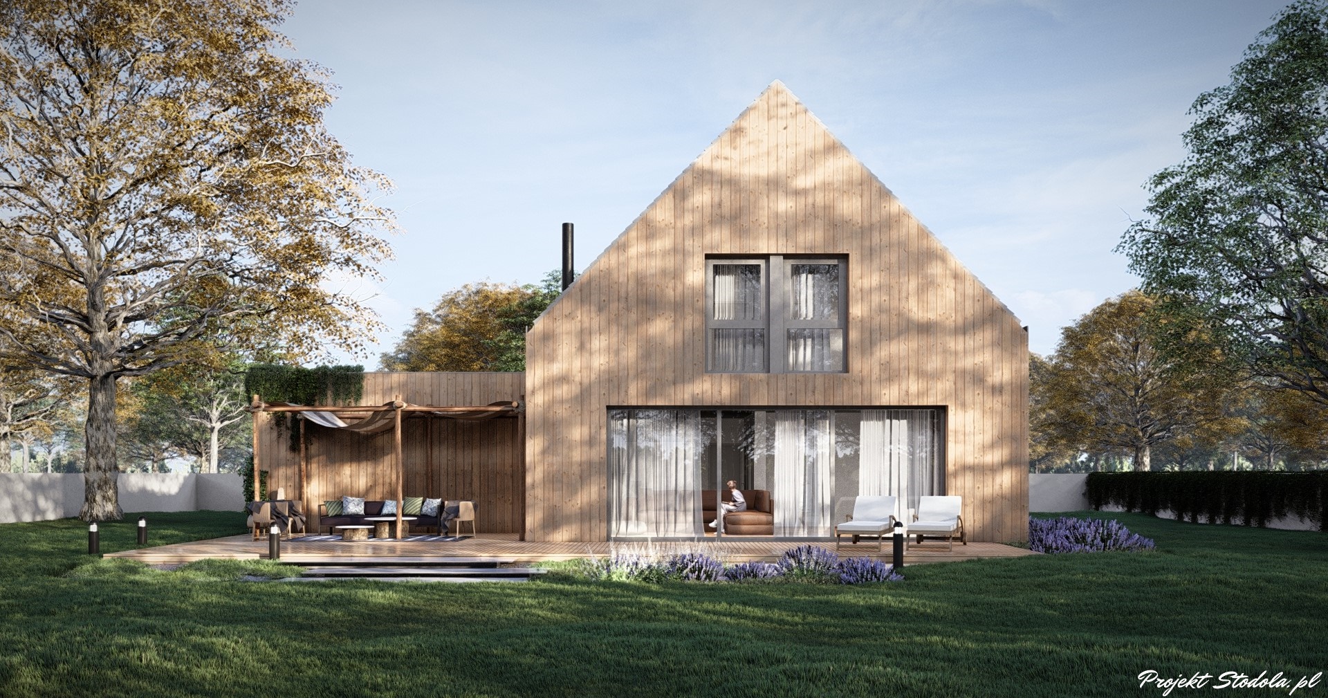 Projekt Stodoła Nano elewacja ogrodowa