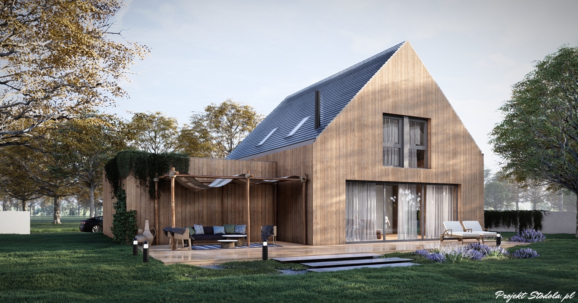 Projekt Stodoła Nano pespektywa ogrodowa