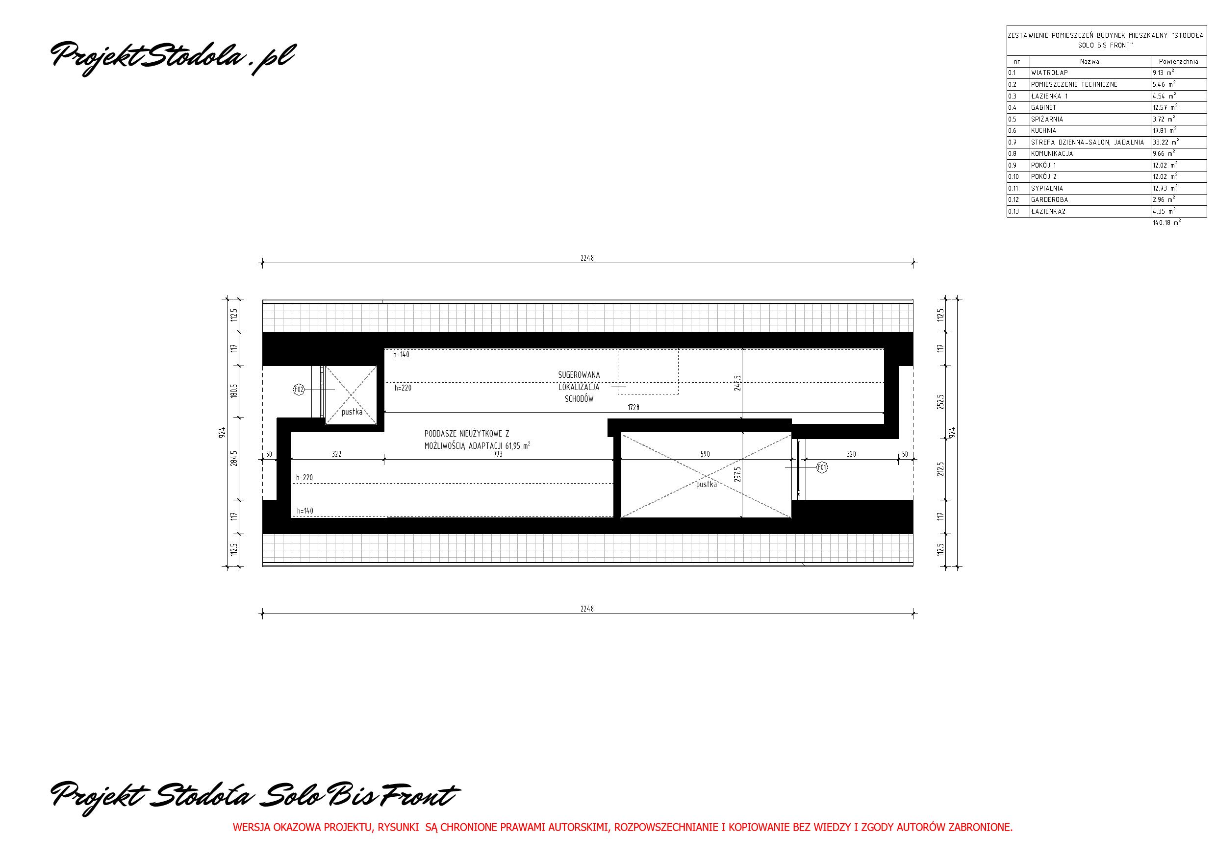 SOLO BIS FRONT podstawa_RZUT PODDASZA