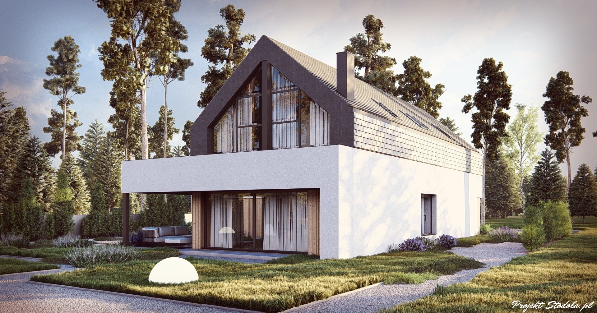 Projekt Stodoła Comfort + Perspektywa z domu