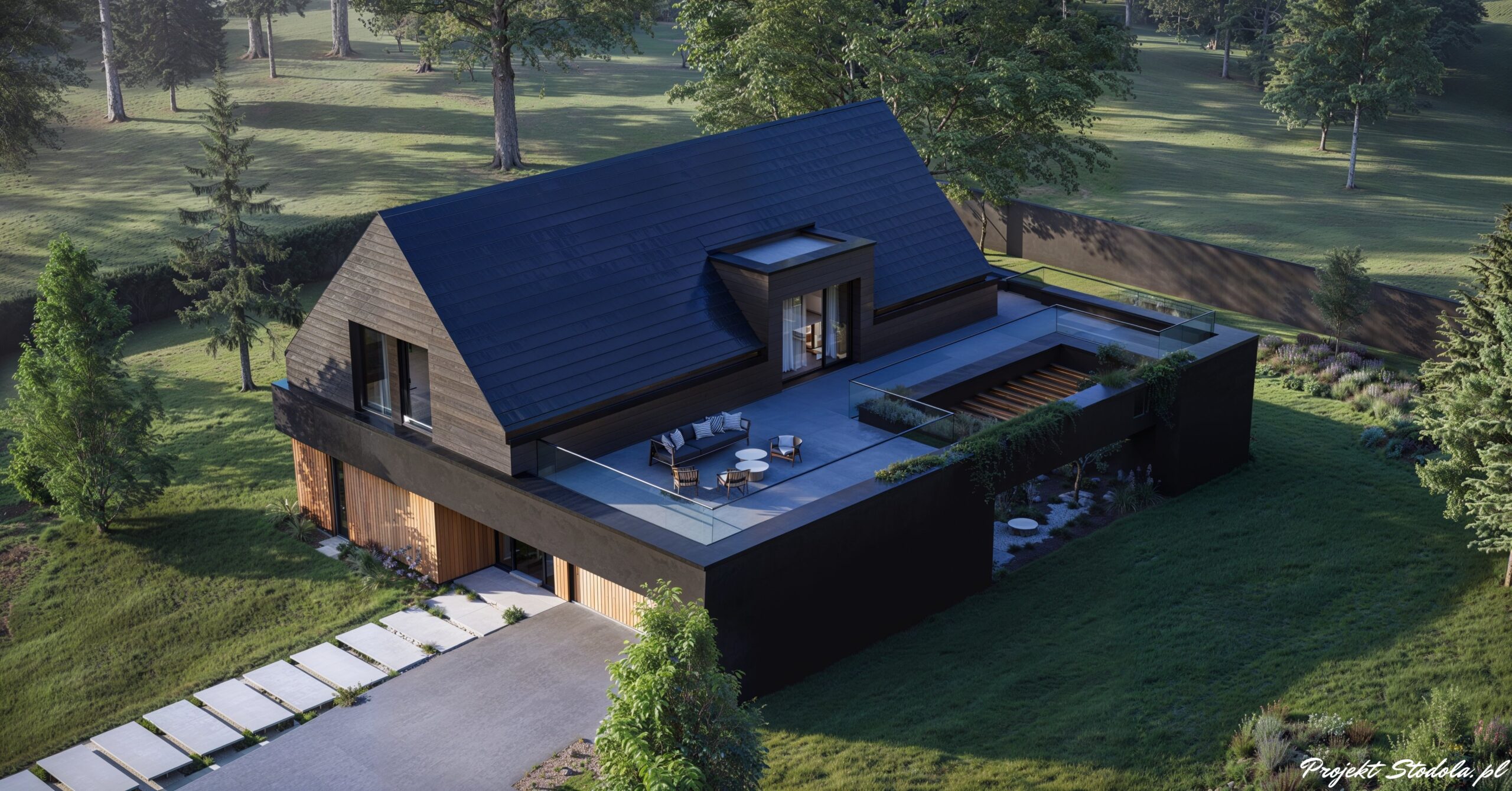 Projekt Stodoła XL Minus Aksonometria front