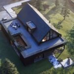 Projekt Stodoła XL Minus Aksonometria ogród