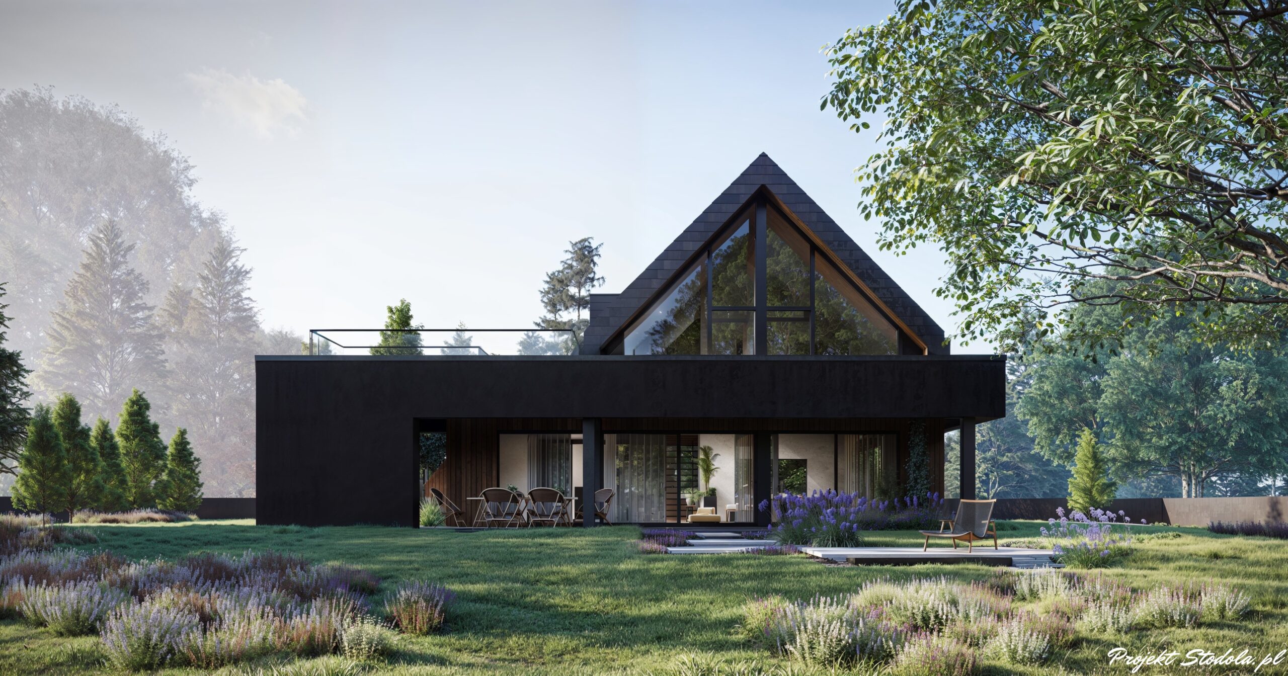 Projekt Stodoła XL Minus Elewacja ogrodowa