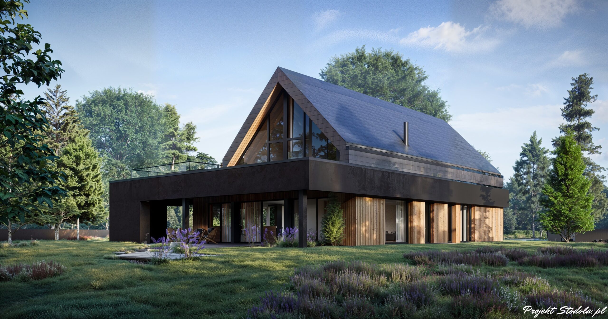 Projekt Stodoła XL Minus perspektywa ogrodowa 2