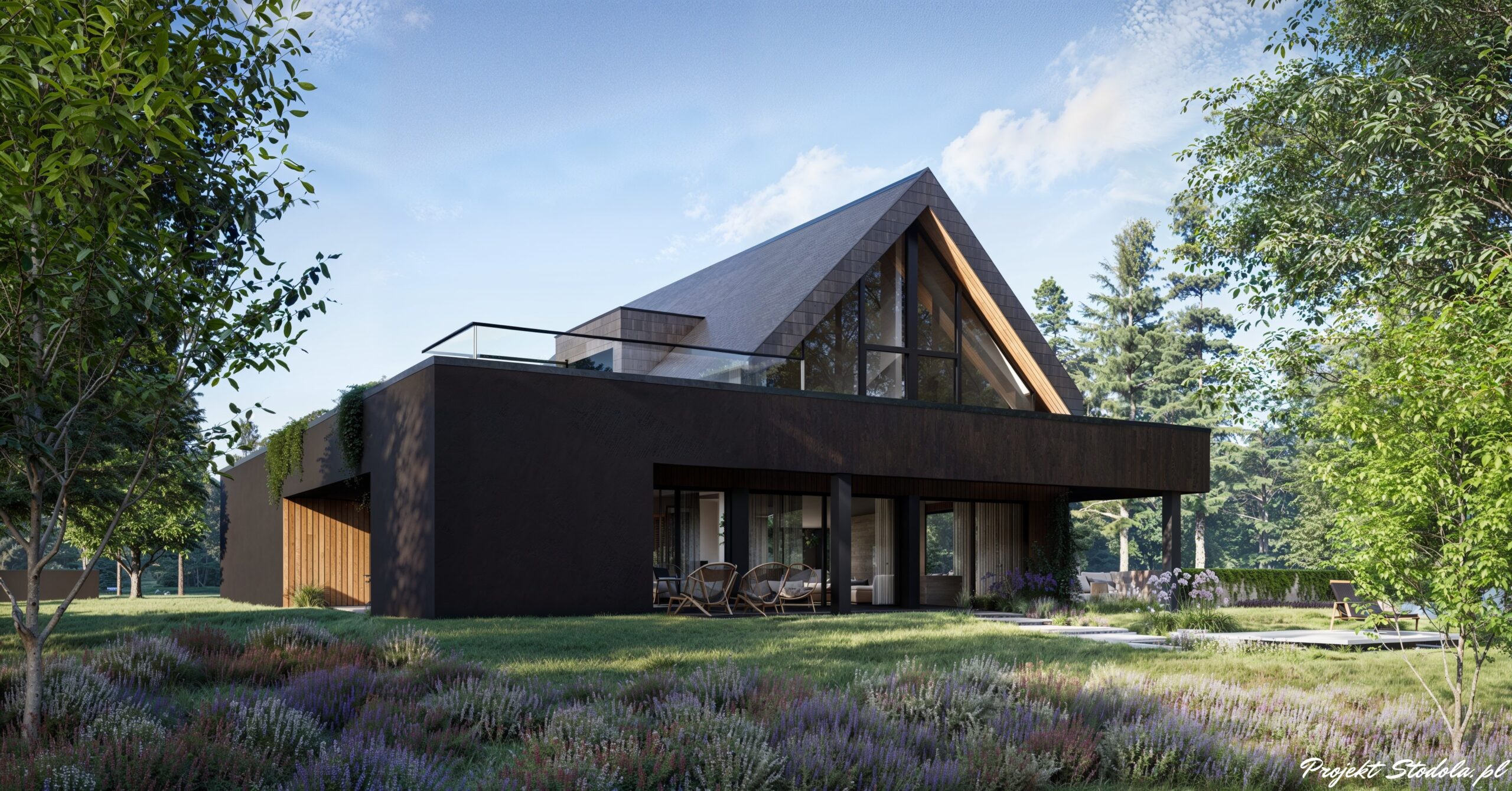 Projekt Stodoła XL Minus perspektywa ogrodowa
