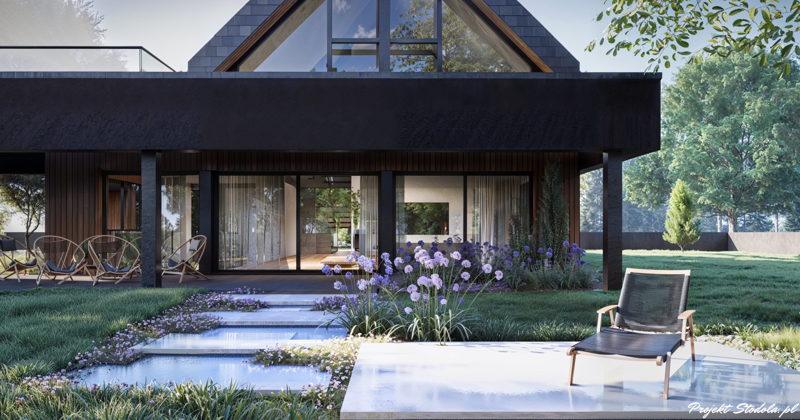 Projekt Stodoła XL Minus zadaszony taras